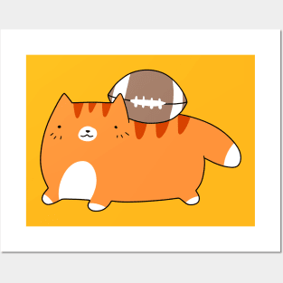 Orange Tabby Cat and Football Posters and Art